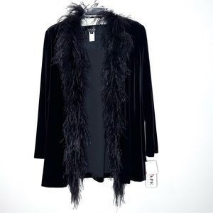 Vintage Xscape Velour Ostrich Feather Blazer Jacket XL